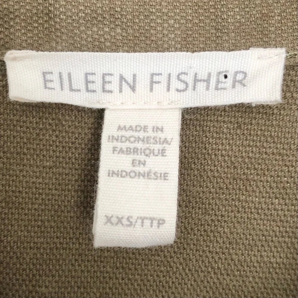 Eileen Fisher Cotton Hemp Stretch Zip Up Jumpsuit Olive Green XXS